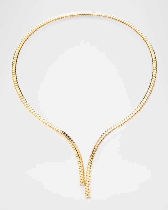 18K Yellow Gold Trisolina Pave Diamond Necklace